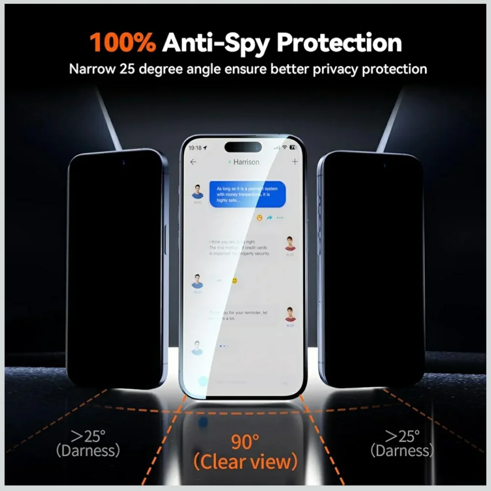 2 Pack Screen Protector for iPhone 16, Privacy Screen Protector and Glass Screen